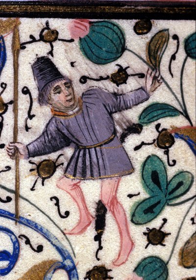 Un escudero. Manuscrito francés de Petrarca (Francesco Petrarca) del siglo XIII. Biblioteca Municipal de Rímini. de French School