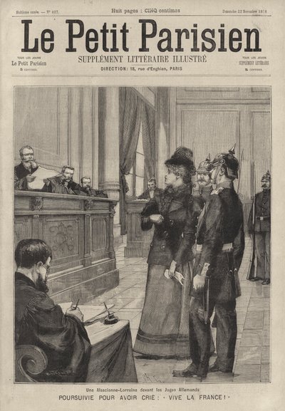 Una mujer de Alsacia-Lorena ante un juez alemán en el tribunal por gritar "¡Viva Francia!" de French School