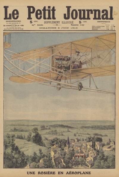 Una joven tomando un vuelo en un avión en Montferrand, Francia de French School