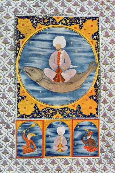 Abdallah del Mar, ilustración de Las Mil y Una Noches, 1895 (grabado en color) de French School