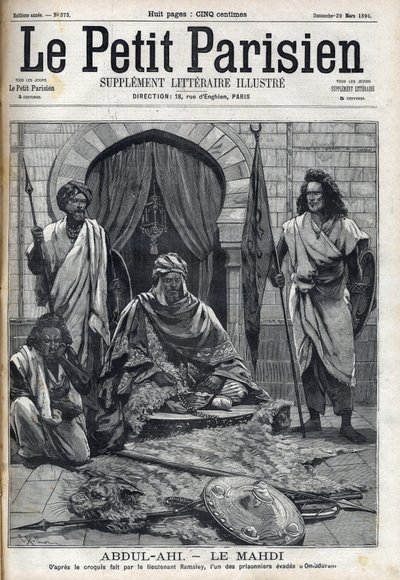 Palacio Abdul-Ahi en Ombduram a orillas del Nilo en Mahdi. Grabado en "Le Petit Parisien". de French School