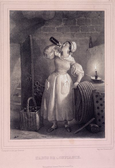 Abuso de confianza (doméstico bebiendo vino en la bodega) de French School