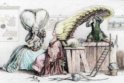 Academia de Peluquería, Rue de Coiffure, ilustración de "Histoire Musee de la Republique Francaise" de Challamel. de French School
