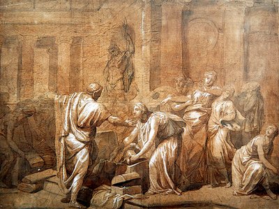 La armadura de Aquiles descubierta por las hijas, c.1790 de French School