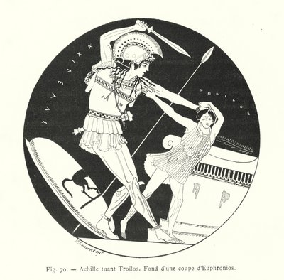 Aquiles matando a Troilo (litografía) de French School