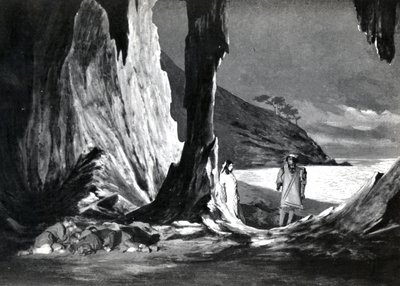 Acto II, Escena 3 de Pelleas et Melisande de Debussy, ilustración en la revista Theatre, junio de 1902 de French School