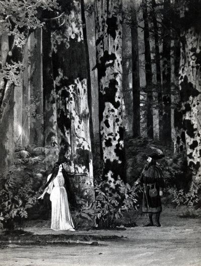 Acto I, Escena 1 de Pelleas et Melisande de Debussy, ilustración en la revista Theatre, junio de 1902 de French School