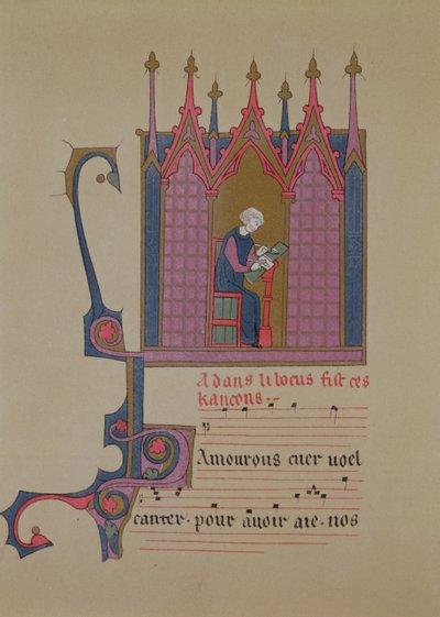 Adam de la Halle (1240-1288/1306), facsímil de un manuscrito del siglo XV, siglo XIX de French School