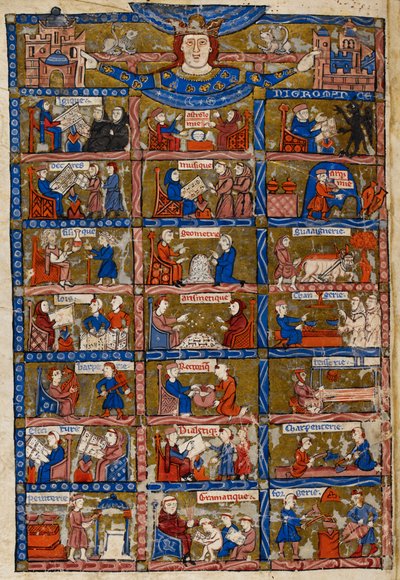 Agregar. 30024 f.1v Veintiuna escenas que representan las artes y las ciencias, de 