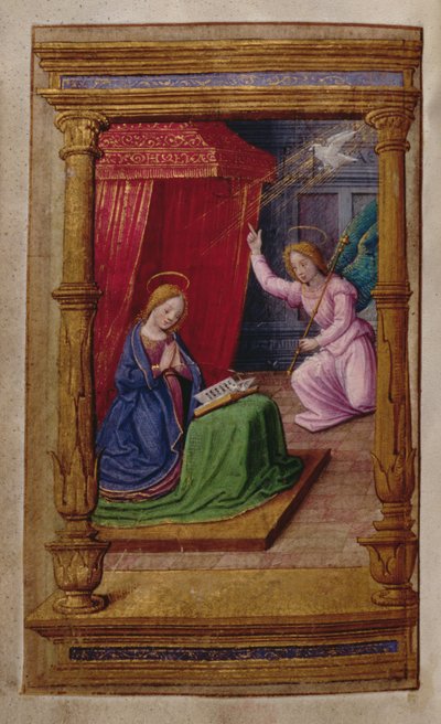 Add 35214 f.29v Anunciación, de un Libro de Horas, París de French School