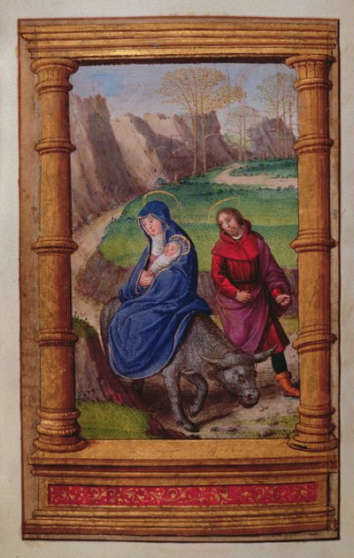 Añadir 35214 f.72v Vuelo a Egipto, de un Libro de Horas, París de French School
