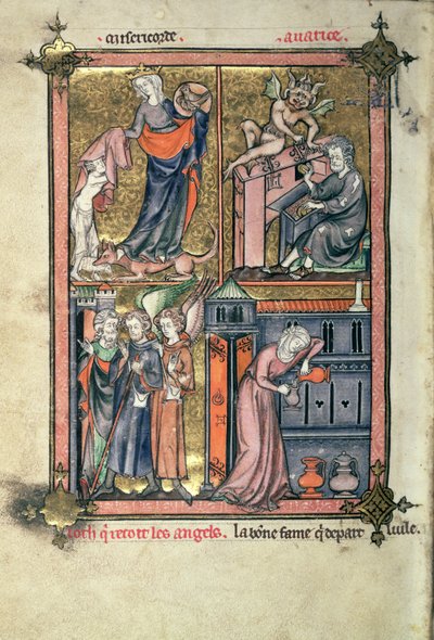 Add 54180 f.136b Misericordia y Avaricia, Lot y los Ángeles; la viuda y su aceite, de 