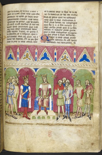 Agregar. MS 12228, f.223, Roman du Roy Meliadus de Leonnoys, c.1352 (pergamino) de French School