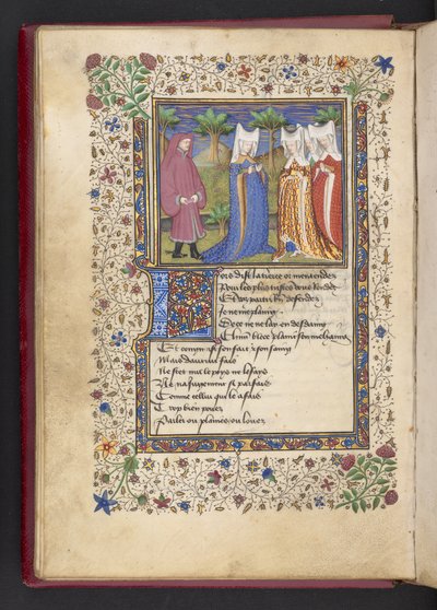 Añadir MS 21247 f.40v Un caballero y tres damas, de 