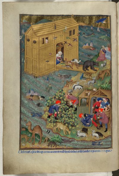 Añadir Ms 18850 f.16v, La salida del Arca, del Libro de Horas (The Bedford Hours) c.1410-30 (tinta, color y oro sobre vitela) de French School