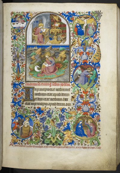 Agregar Ms 18850 f.19r Extractos del Evangelio que incluyen extractos de Juan, Lucas, Mateo y Marcos, del Libro de Horas (Las Horas de Bedford) c.1410-30 (tinta, color y oro sobre vitela) de French School