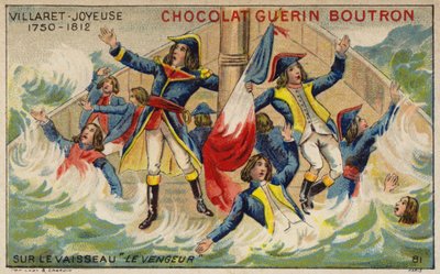 Almirante Villaret de Joyeuse a bordo de su barco hundiéndose Vengeur du Peuple de French School