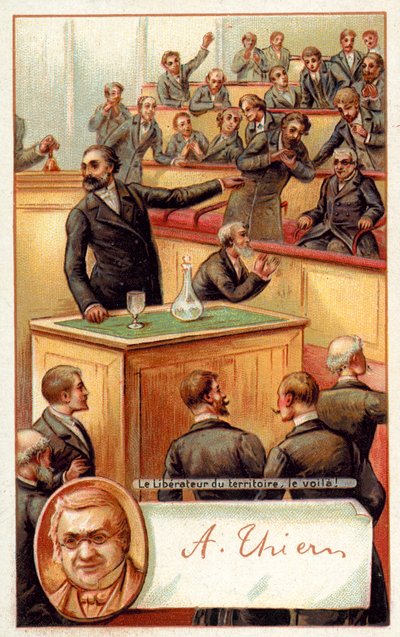 Adolphe Thiers aclamado en la Asamblea Nacional Francesa de French School
