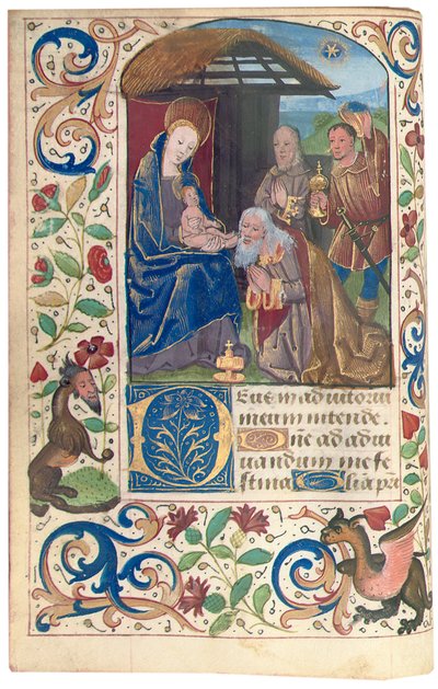 Adoración de los Magos, ilustración del "Libro de Horas, Uso de Roma" de French School