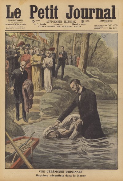 Bautismo adventista en el río Marne de French School