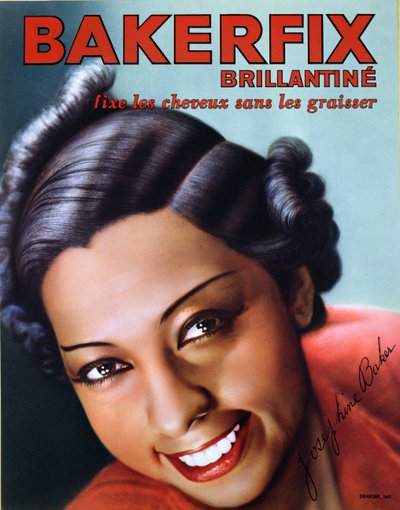 Anuncio de Bakerfix brillantina para el cabello con Josephine Baker (1906-75) de French School