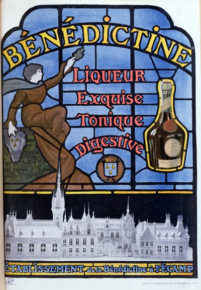 Anuncio de licor Benedictine, principios del siglo XX de French School
