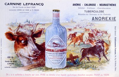 Anuncio de Carnine Lefrancq, publicado en la revista médica Chanteclair, principios del siglo XX de French School