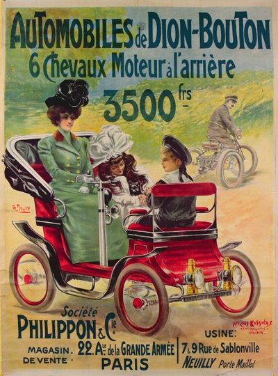 Anuncio de automóviles De Dion-Bouton, c.1900 de French School