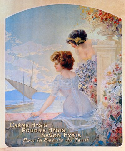 Anuncio de productos de belleza Hygis para la piel, c.1910 de French School