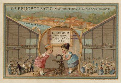 Anuncio de máquinas de coser Peugeot de French School