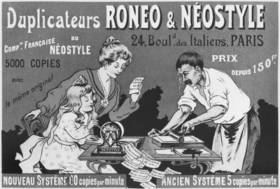 Anuncio de duplicadores Roneo y Neostyle, c.1903-04 de French School