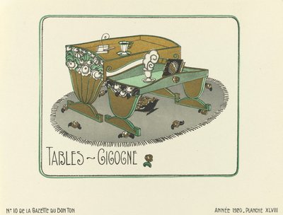 Anuncio de "Tables - Gigogne", pub.1920 (estarcido) de French School