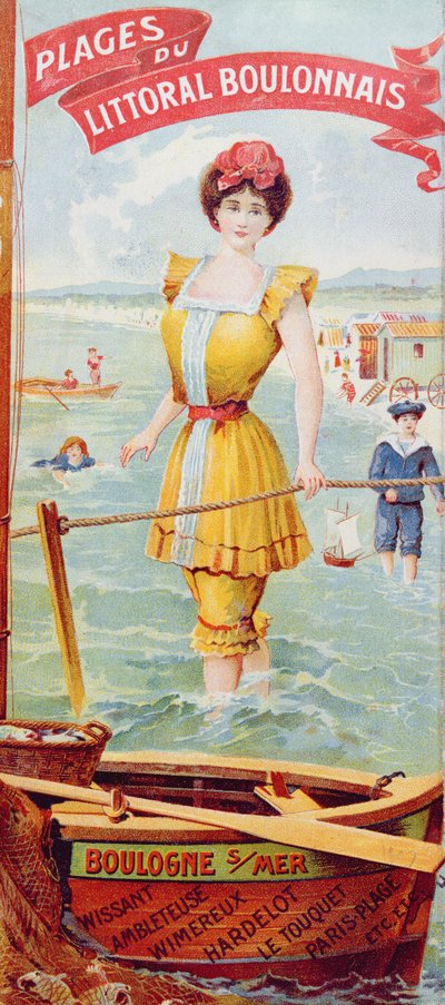 Anuncio de las playas a lo largo de la costa de Boulogne, c.1905 de French School