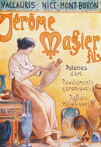 Tarjeta postal publicitaria para la apertura de la tienda Jmf Jerome Massier Fils en Mont-Baron, Francia, siglo XX de French School