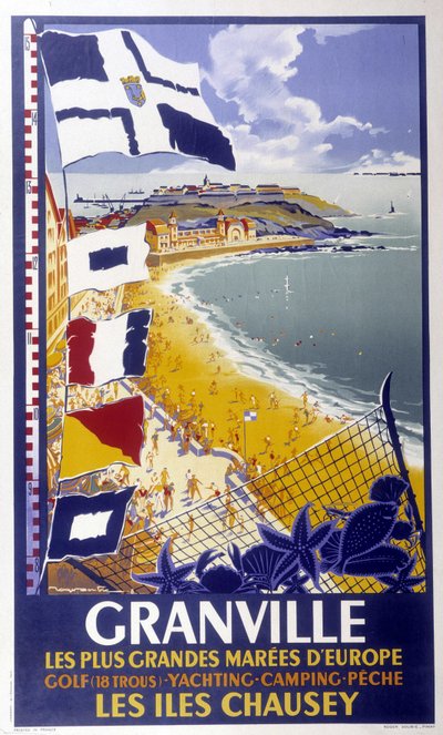 Póster publicitario para Granville y las Islas Chausey, principios del siglo XX de French School