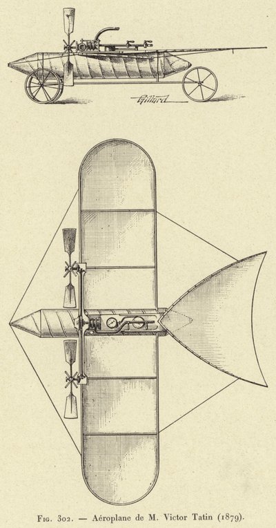 Aeroplano de M Victor Tatin (1879) de French School