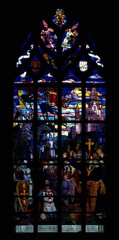 Después de la Primera Cruzada, Geoffroy de Dinan se retiró al priorato de St Malo (Saint Malo), fundado por su padre en 1066, y dejó a su hijo Olivier el feudo de Dinan de French School