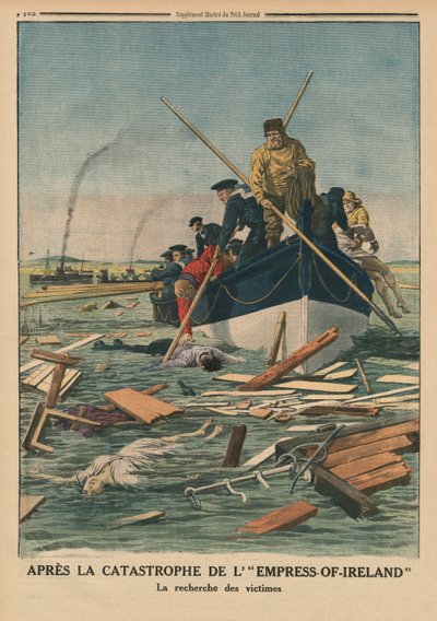 Después del desastre del Emperatriz de Irlanda, buscando a las víctimas (ilustración de la contraportada de 