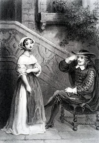 Agnès con su tutor Arnolphe, de La Escuela de las Mujeres, de Molière de French School