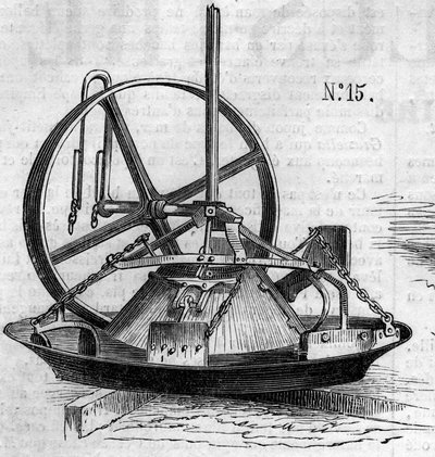 Máquina agrícola: un molino de yeso presentado en el concurso agrícola de París en 1860. Grabado en “Le Monde Illustré” n°172 del 28 de julio de 1860 de French School