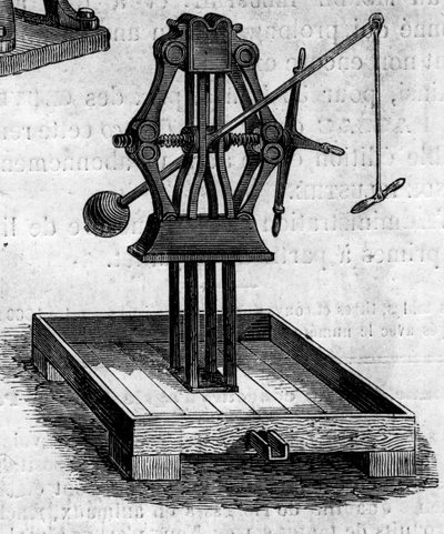 Máquina agrícola: una prensa presentada en la Exposición Agrícola de 1860 en París (Grabado en 