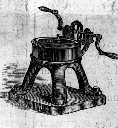 Máquina agrícola: un escurridor presente en la Exposición Agrícola de 1860 en París. Grabado en “Le Monde Illustré” n°168 del 30 de junio de French School