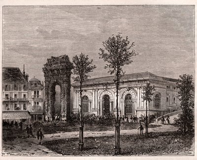 Aix-les-Bains - Saboya - el arco romano de Campanus - grabado en “La France illustree: geographie, histoire, administration statistique” por V.A. Malt-Brown. 1884 de French School
