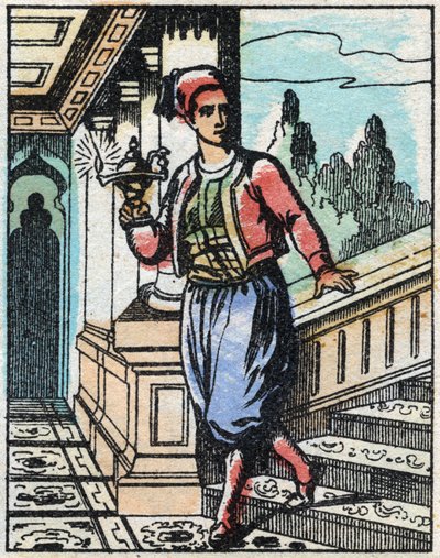 Aladino con la lámpara mágica ya no encuentra su camino. de French School