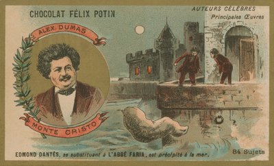 Alexandre Dumas y una escena de El Conde de Montecristo de French School