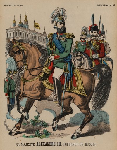 Alejandro III, Zar de Rusia (grabado coloreado) de French School