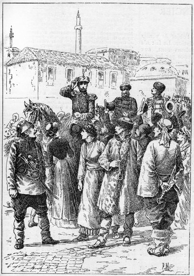 Alejandro de Battenberg - Alejandro I de Bulgaria o Alejandro de Battenberg (1857-1893) llega a Philippopoli para proclamar la unión de Rumania y Bulgaria, En "El Mundo Ilustre" de French School