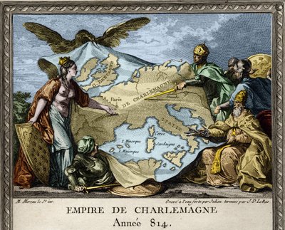 Imagen alegórica que representa el Imperio de Carlomagno en 814 - Grabado de “Figures de l