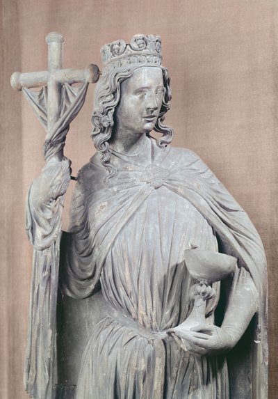 Figura alegórica de la iglesia sosteniendo un cáliz y el lábaro, c.1230 (detalle) de French School