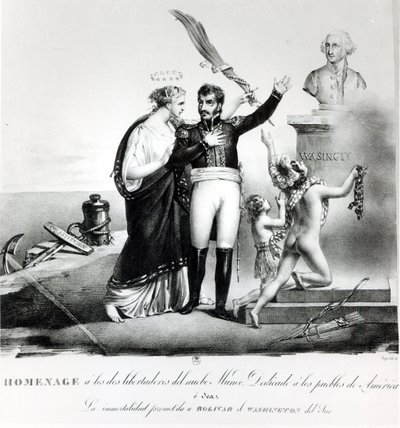 Retrato alegórico del General Simón Bolívar (1783-1830) c.1840 de French School